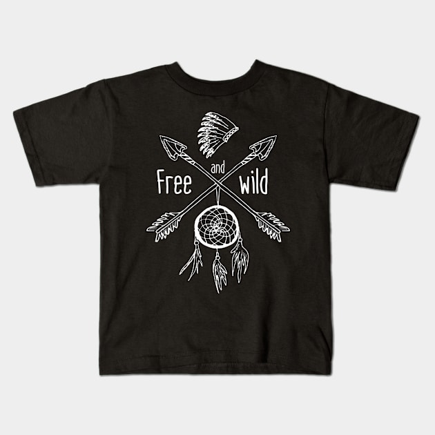 Free and Wild Kids T-Shirt by RightBrainIndustries